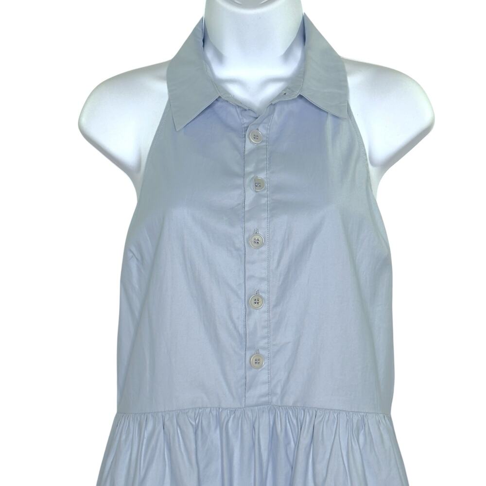 Reformation 10 Tabby Mini Dress Collared Blue Horizon Organic Cotton Open Back - Picture 5 of 11